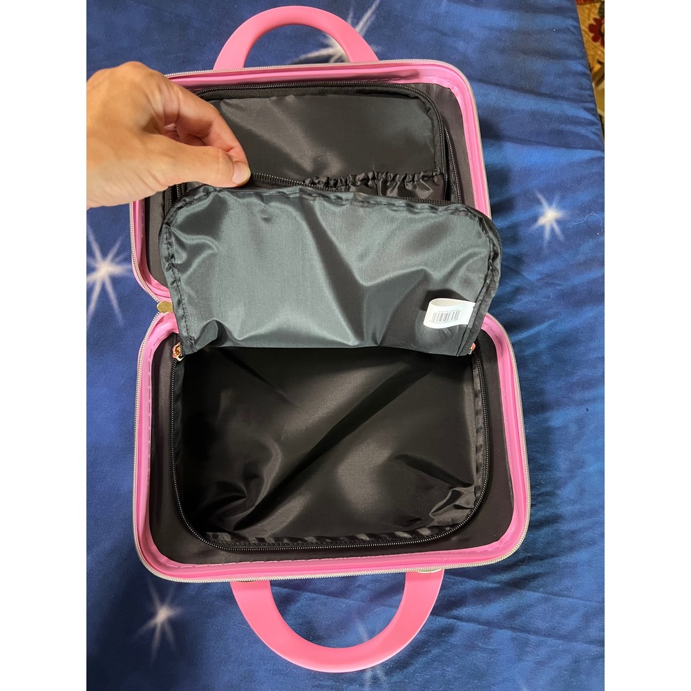 Pink Hardshell Mini Suitcase Makeup Bag Viral Vanity Travel Case - Picture 6 of 7
